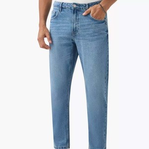 <b>High</b> Quality Custom Logo Denim <b>Jeans</b> Pants <b>for</b> <b>Men</b> Distressed Wash Straight Style Mid <b>Waist</b> <b>High</b> Street Oem Manufacturer - Product Image 2