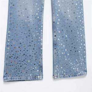 Jeans de Hombre con Cristales Brillantes, Diseño Nuevo, Corte Slim, 100% Algodón, Jeans de Mujer Personalizados con Tachuelas y Pedrería - Product Image 4