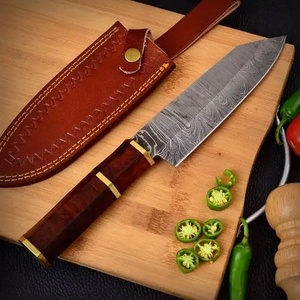 Cuchillo de Chef de Acero de Damasco de 13 Pulgadas Hecho a Mano por Ahmad Fabric con Funda de Cuero y Mango Hermoso Personalizable - Product Image 6