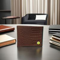 Portefeuille Homme en Cuir Véritable Fin Multifonction Anti-RFID Durable Motif Alligator Court Pliant Doublure Nylon Grande Capacité