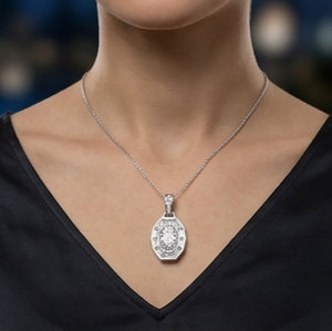 Colgante unisex de diamante cultivado en laboratorio con corte modificado, colgante halo para hombres y mujeres, collar geométrico llamativo, colgante único - Product Image 6