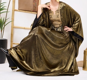 Luxury Kaftan Abaya Handmade Moroccan Arabian kaftan Dress Long Sleeve V Neck Polyester Regular Fit Casual Evening Party Flared - Product Image 4