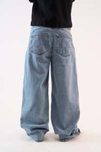 <b>Men's</b> Vintage Faded Gray Wide Leg Cotton Blend <b>Jeans</b> Washed Gradient Cropped Denim Streetwear Baggy Length Pants - Product Image 4