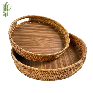 Bandeja de madera de ratán ecológica de gran venta para uso doméstico, cocina, restaurante y hotel - Product Image 1