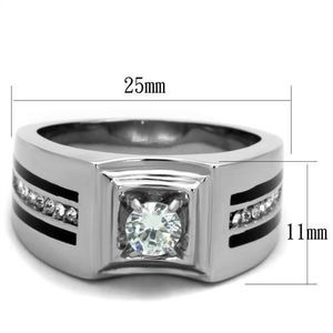 TK1814-High Polished Stainless Steel <b>Ring</b> with AAA Grade CZ Clear-Dishes & <b>Plates</b> - Product Image 2