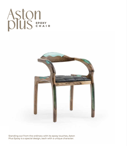 Modern Epoxy Wooden Dining <b>Chair</b> with PU Leather <b>Padded</b> Seat and Armchair Design for Dining Room Home Furniture - Product Image 1