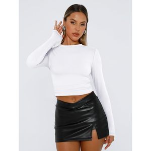 2025 Tops cortos de manga larga 2025 para mujer Tops básicos ajustados Y2K salientes con Top de Yoga de moda de otoño - Product Image 5