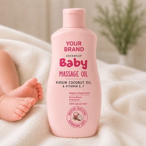 Huile de massage nourrissante à marque privée avec amande, noix de coco et vitamine E pour des soins doux de la peau - Product Image 1
