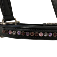 Harnais de cheval en cuir de buffle indien de haute qualité, rembourrage doux, cristaux de strass roses, style selle anglaise, couleur personnalisée