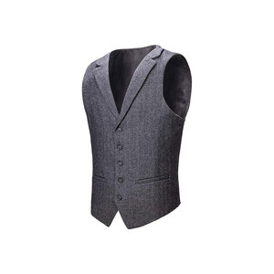 Gilet formel bleu clair pour homme, col en V, simple boutonnage, couleur unie, tissé, pour costumes - Product Image 5