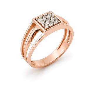 Anillo de Oro Amarillo de 14 Quilates para Hombre con Circonita Cúbica en Forma de Cuadrado, Doble Banda, Diseño Dividido, Pulido, para Boda, Fiesta, Regalo, Joyería - Product Image 3