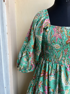 Robe longue maxi imprimée à la main, tunique indienne décontractée en coton avec broderie florale, robe longue pour femme, cadeau pour elle - Product Image 2