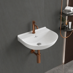 Lavabo Ovalado de Cerámica para Colgar en la Pared, Lavabo de Baño de Diseño Moderno con Acabado Pulido, Artículos Sanitarios para Uso Hospitalario - Product Image 1