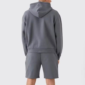 Ensemble sweat à capuche zippé et short streetwear homme 2025 de haute qualité, avec logo personnalisé 3D pour impression en relief, col à capuche tricoté pour l'automne - Product Image 2