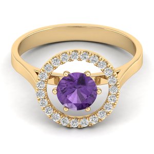 แหวนเพชร REYES ดีไซน์พิเศษ สวยหรู ทองคำชมพู 14K ประดับพลอยอเมทิสต์ งานแฮนด์เมด แหวนหมั้นเพชร แหวนดีไซน์เฉพาะสำหรับผู้หญิง - Product Image 6