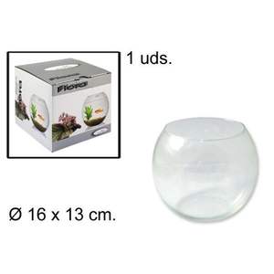 Aquarium en verre transparent PECERA CRISTAL 16 cm avec design ajouré pour la décoration intérieure - Product Image 1