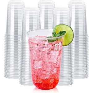 Confezione da 100 Bicchieri Biodegradabili Usa e Getta, Bicchieri Trasparenti Compostabili per Bevande Fredde, Senza BPA e PFAS, in Materiale Vegetale per Succhi o Bevande - Product Image 1