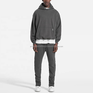 Vente en gros de vêtements de rue de haute qualité sweat à capuche en coton épais surdimensionné avec épaules tombantes sweat à capuche personnalisé recadrée délavé à l'acide pour hommes - Product Image 3