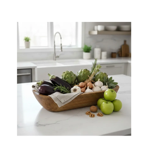 ชามไม้สำหรับเสิร์ฟสลัด ผลไม้ ของว่าง ทำด้วยมือ ตกแต่งแบบธรรมชาติ ใช้สำหรับครัว โต๊ะอาหาร และขายดี - Product Image 1