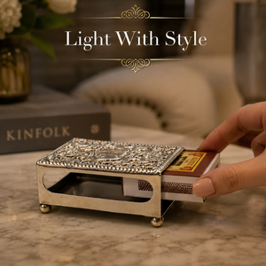 Decorative Silver Metal Matchbox Holder Luxury Embossed <b>Match</b> <b>Box</b> Sleeve Elegant Home Decor Accessory for Candles and Fireplace - Product Image 2