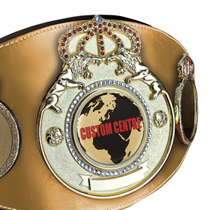 Cinturón de Campeonato Dorado Personalizable con Diseño de Corona y Globo, Cinturones Deportivos Grabables - Product Image 2