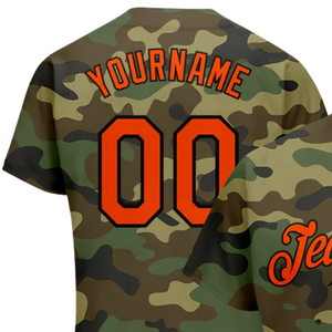 Maillot de baseball camouflage orange et noir pour homme, boutonné, uniforme d'équipe, respirant, léger, vêtements de sport pour tournoi - Product Image 3