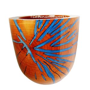 Buy Turned Wood Vessel Blue Resin Wood & Resin Bowl Online at Best Price Custom Product Size Made in India - Product Image 1