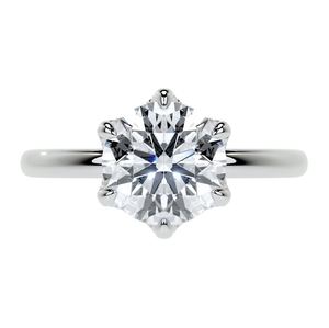 Anillo de Compromiso Solitario de Lujo de Moissanita en Plata de Ley 925 con Baño de Oro de 14k, Corte Brillante de 7mm, Engaste de Garras, para Novia/Boda - Product Image 1
