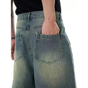 Shorts Bermuda en Denim Délavé pour Homme, Couleur Unie, Style Décontracté, Cordon de Serrage, 100% Coton Respirant, Écologique, Séchage Rapide, Toile - Product Image 5