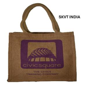 Customizable Reusable Jute <b>Tote</b> <b>Bag</b> Hand Length Handle Shoulder Closure Letter Pattern <b>Medium</b> Size for Beach Groceries Daily Use - Product Image 3