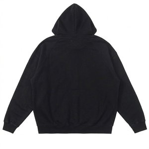 Sweat-shirt à capuche zippé noir surdimensionné pour femme avec logo personnalisé, patchwork et appliques en coton, manches longues, idéal pour l'automne – Vente en gros - Product Image 2