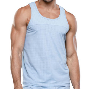 Camiseta deportiva sin mangas de malla elástica de yoga, tejido de alta calidad, 220 g/m², para gimnasio, ropa deportiva, atlética. - Product Image 4