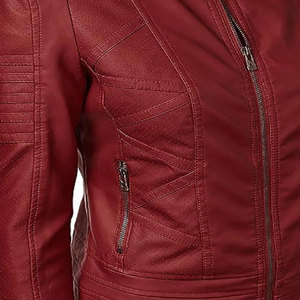 Chaqueta Bomber de Cuero Genuino Marrón para Mujer SALVA LEATHER, Cierre de Cremallera, Cuello Camisero, Manga Larga, Largo Regular, Otoño - Product Image 5