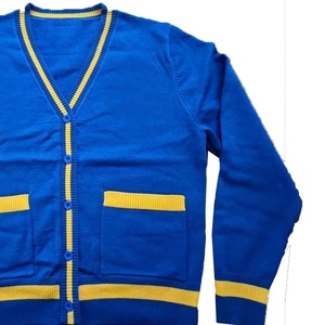 Cárdigan Azul Tejido con Cuello en V y Rayas Blancas, Manga Larga, Estilo Clásico para Mujer, Suéter de Longitud Completa, Corte Regular, para Todas las Temporadas - Product Image 5