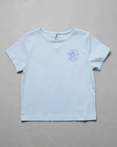 T-shirt d'été pour filles bleu clair |   Imprimé Smiley Fleuri |   Souriez à chaque nouveau jour |   Haut en coton pour adolescents - Product Image 5