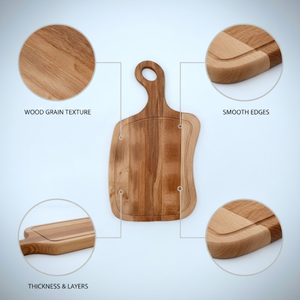 Tabla de cortar clásica de madera maciza de 1.5 cm de grosor |   Tabla de Cortar Rectangular Tradicional para Cocina, Duradera y Personalizable - Product Image 5