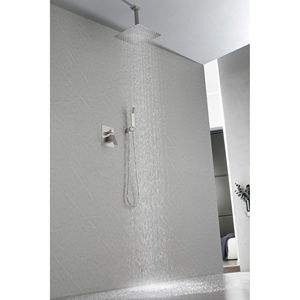 Set combinato da bagno di lusso nero opaco a soffitto con doccia a pioggia accessori - Product Image 6