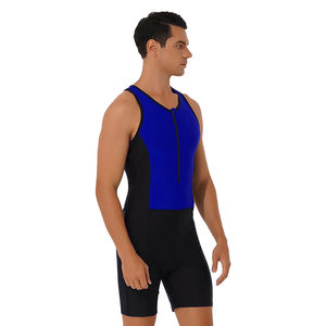 Combinaison de lutte sans manches pour hommes adultes, bleue et noire, pour la musculation et le sport - Product Image 5