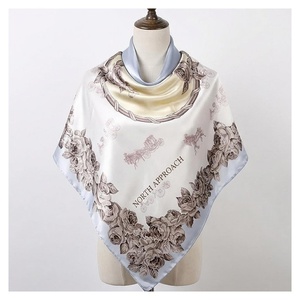 North Approach Women's Square <b>Silk</b> <b>Scarf</b> Floral Print Elegant Multi-Functional Fashion Accessory All Seasons - Product Image 1