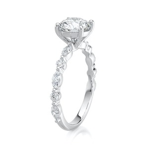 Anillo de Compromiso con Diamante Cultivado en Laboratorio de Corte Redondo de 2.80CT, Oro Blanco, Piedra Lateral Marquise, Joyería Fina para Novia, Venta al Por Mayor - Product Image 5