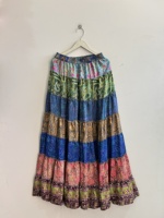 Jupe longue évasée patchwork bohème pour femme, style gitane, jupe de danse, longueur ras du sol