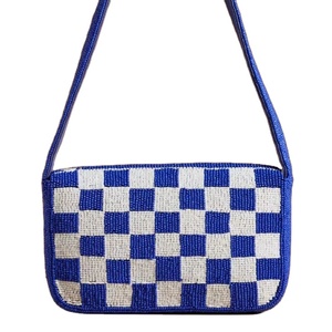 Trendy Fashion Beaded Luxury Women's Evening <b>Clutch</b> Shoulder <b>Bag</b> <b>Blue</b> White <b>Wedding</b> Party Eco-Friendly Flap Closure Bead - Product Image 1