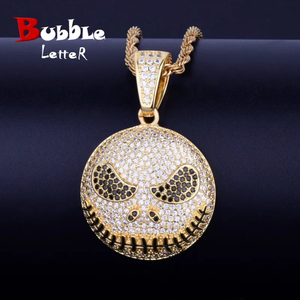 Round Face Pendant Necklace Cubic Zircon Mens Hip Hop Jewelry <b>Iced</b> <b>Out</b> Circular Medallion Bling Gold Silver <b>Chain</b> Charm Mens - Product Image 2
