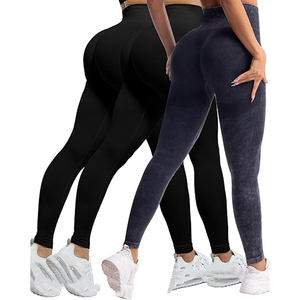Women's High Waist Printed <b>Leggings</b> Full Length Stretchy Yoga Fitness Workout Wear Gray Black Tie Dye Pattern - Product Image 3