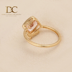 Anillo de Flores de Diseño Elegante en Oro Sólido de 14 Quilates para Enamorados con Diamante Cultivado en Laboratorio Certificado por IGI y Joyería de Morganita para Mujer - Product Image 2