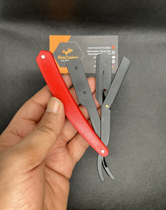 RTS Professional <b>Men</b> Face Antique Black Folding ABS Plastic Handle Stainless Steel Manual Straight <b>Razor</b> Single Blade - Product Image 3