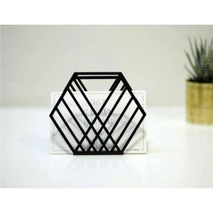 Porte-serviettes en métal géométrique moderne, distributeur de mouchoirs en papier hexagonal noir, support de table décoratif vertical pour cuisine et restaurant - Product Image 1