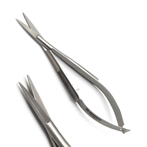 Lot de 2 ciseaux ophtalmiques Castroviejo Micro Noyes à ressort, droits et courbés, en acier inoxydable, pour usage chirurgical manuel - Product Image 2