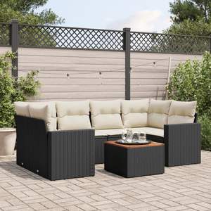 Ensemble de canapés de jardin noir et crème en rotin PE, mobilier d'extérieur imperméable au design contemporain - Product Image 3