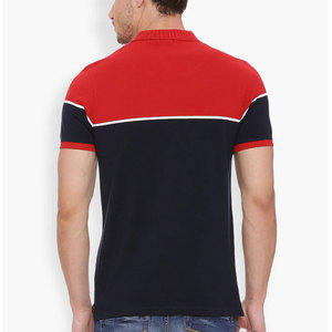 Camiseta polo de punto de manga corta con bloques de color geométricos negros para hombre, estilo casual, para ropa deportiva. - Product Image 6